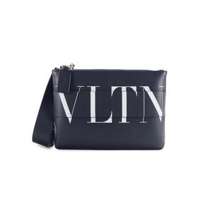 NEW Valentino Garavani VLTN Logo Leather Navy Crossbody